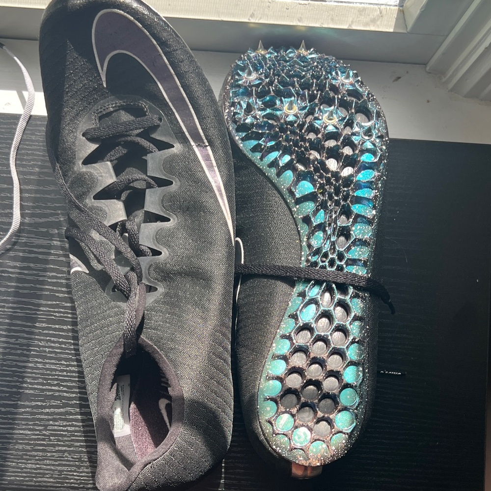 Nike Black and Teal Women's Athletic Spikes